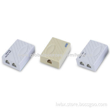 ADSL Modem Splitter with One RJ11 at One End for Line, Two RJ11 at the Other End for Phone and Modem